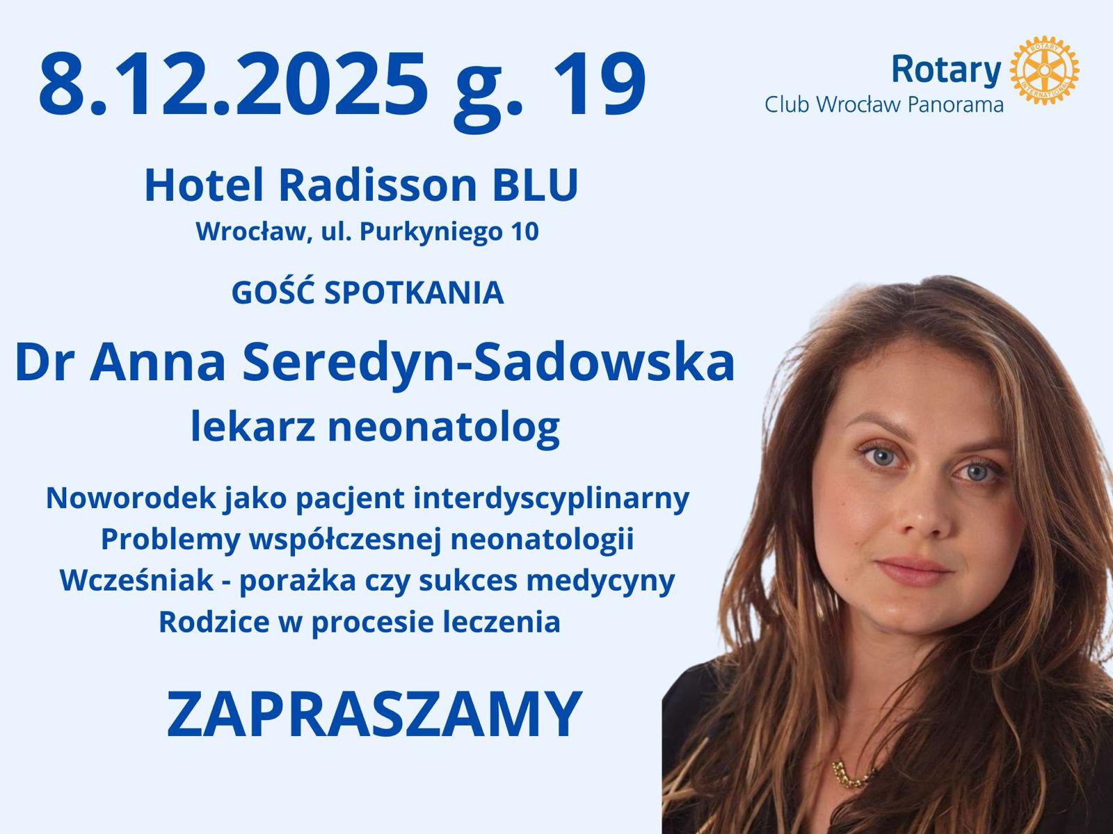 Zapraszamy na spotkanie z Anną Seredyn-Sadowską, lekarzem neonatologiem